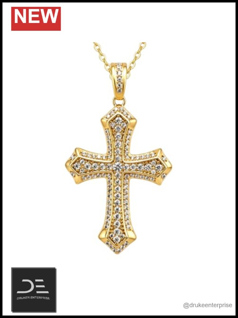 18K Gold Plated Birthstone Cross Pendant Necklace Religious Jewelry Gift
